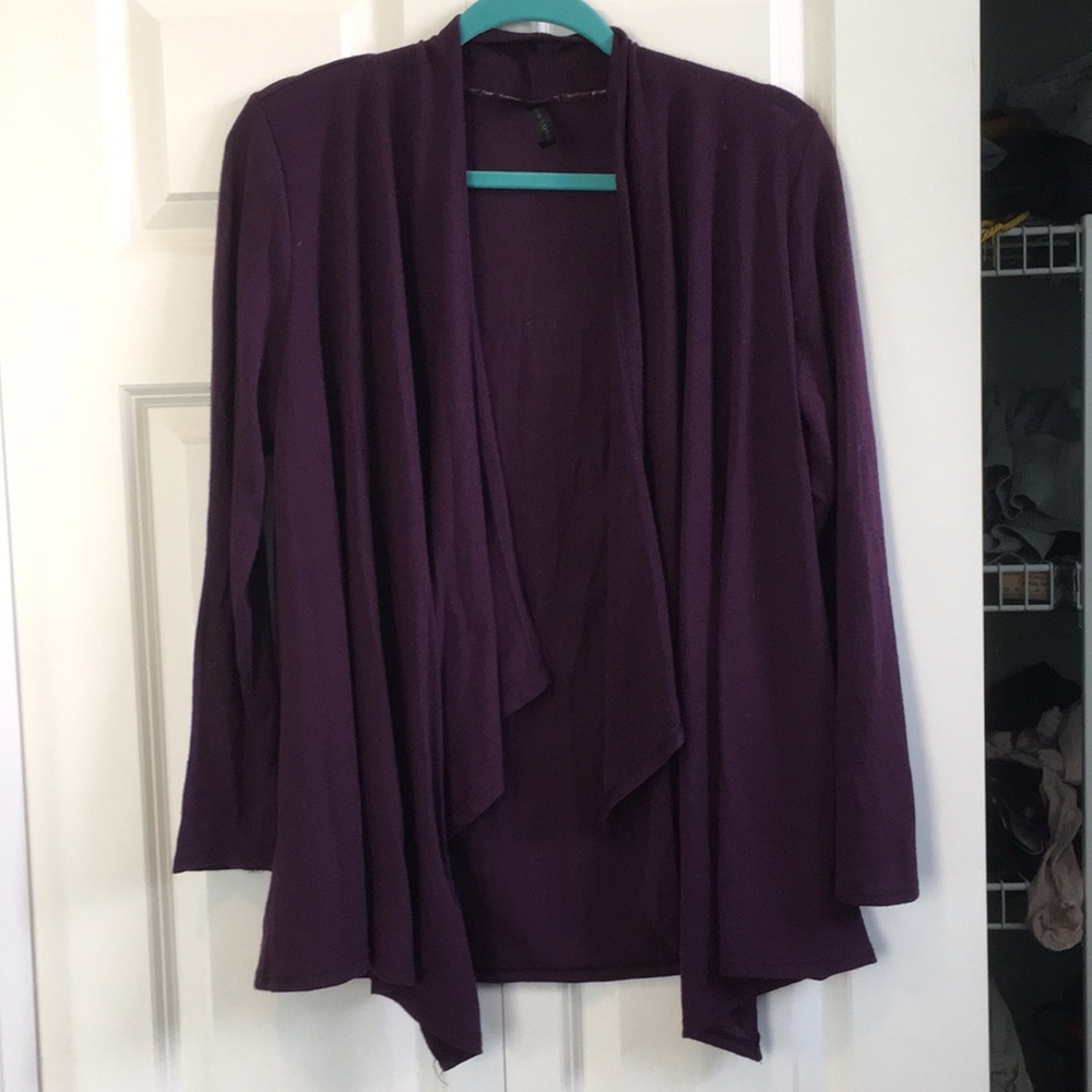 Purple drape front cardigan